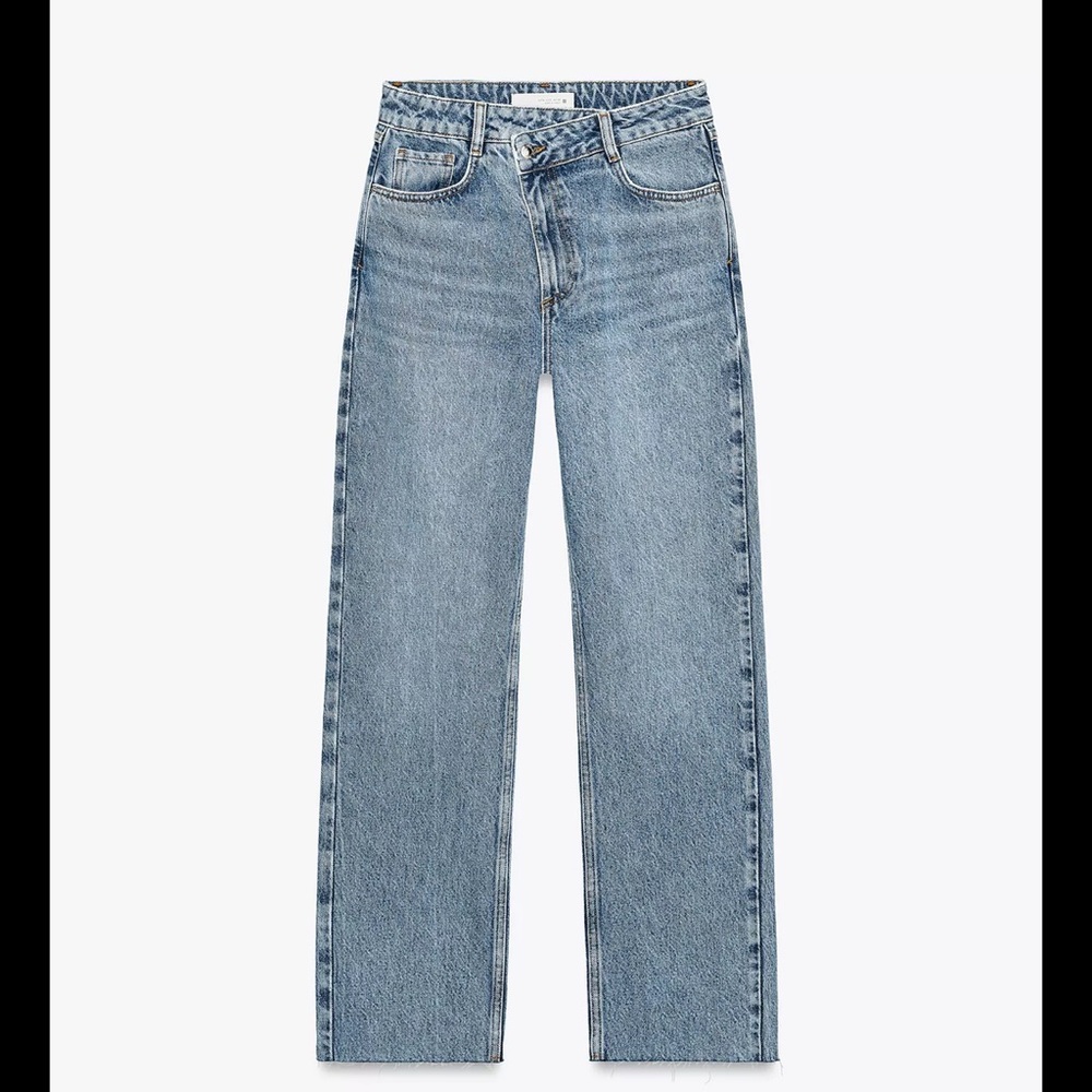 Zara high rise cross waist jeans